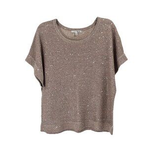 WDNY Gold Sequin Sweater Short Sleeve Holiday Festive Glam Sz 2X